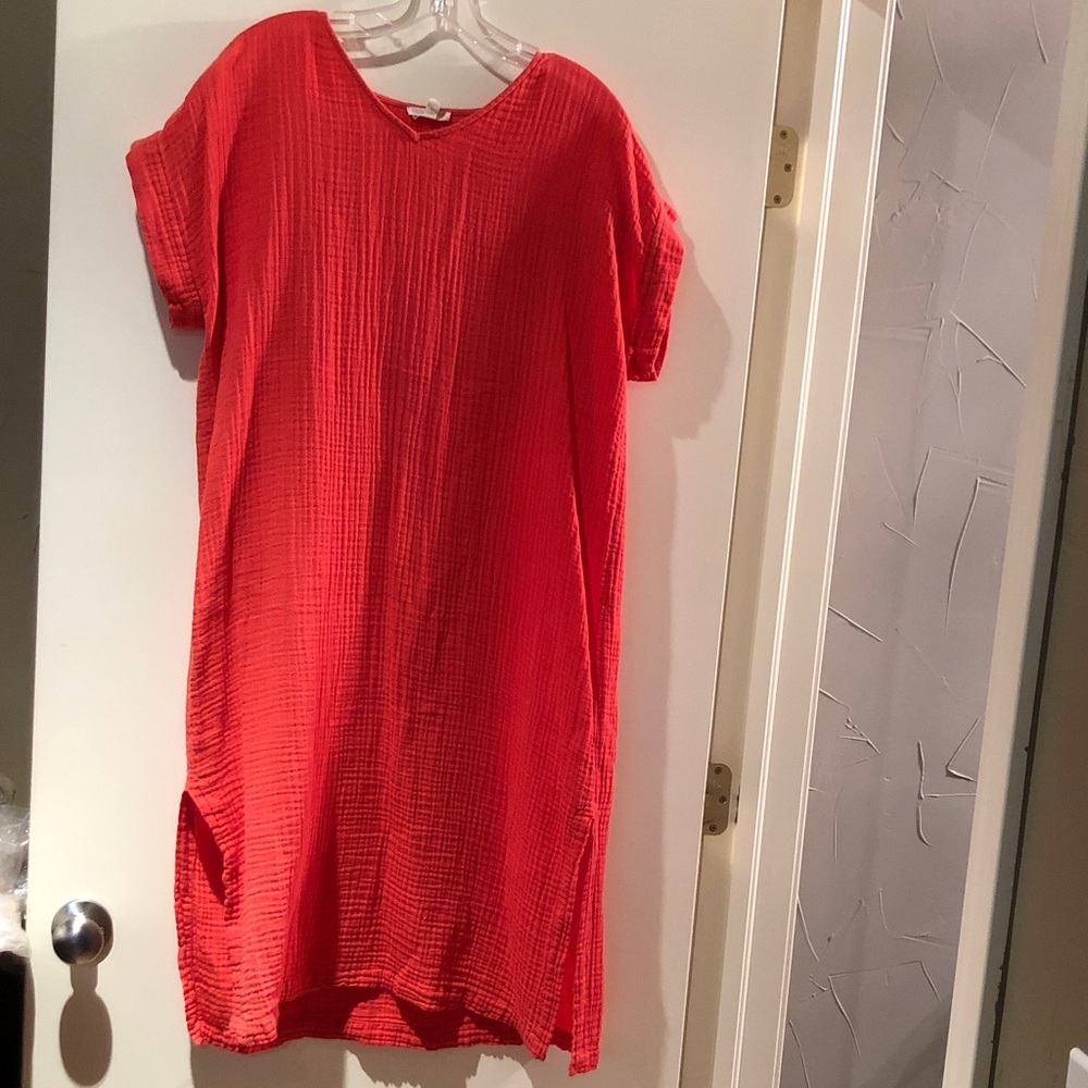 Eileen Fisher Petite coralish orange T-shirt dress cover up